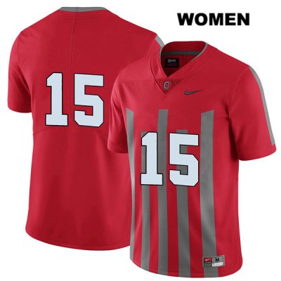 Women's NCAA Ohio State Buckeyes Jaylen Harris #15 College Stitched Elite No Name Authentic Nike Red Football Jersey YQ20G23PX